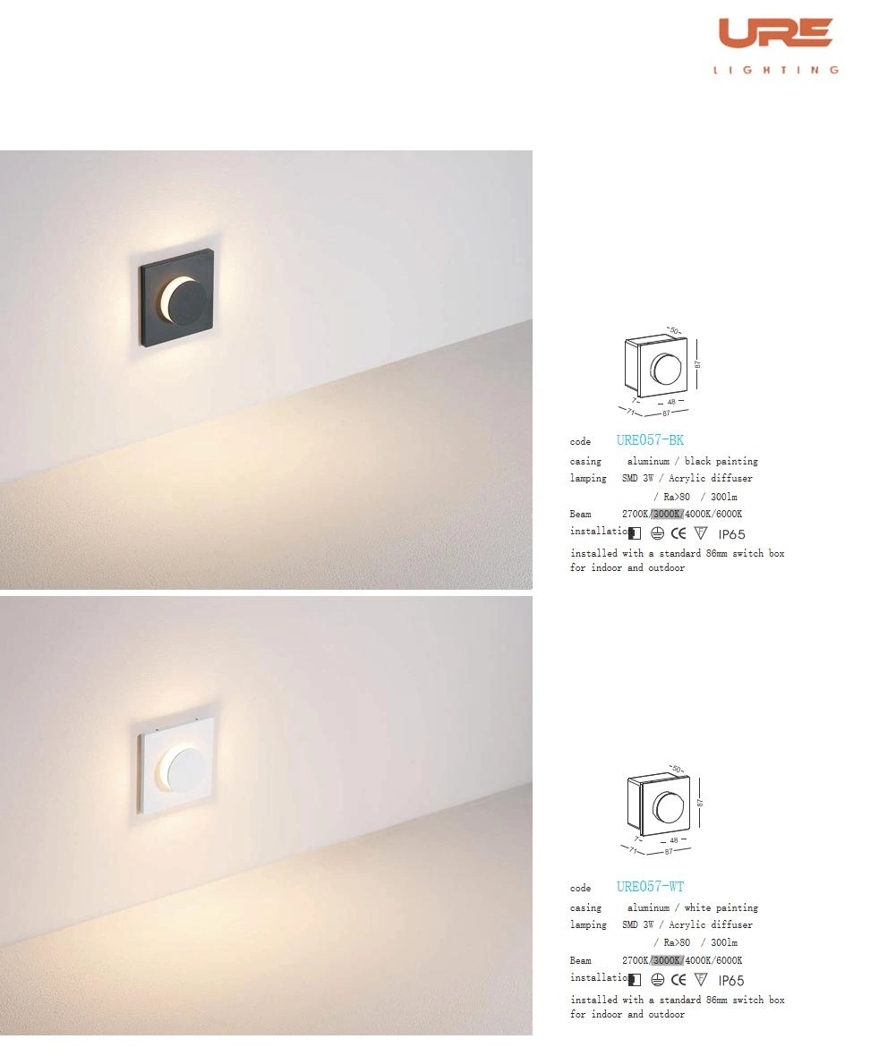 Indoor and Outdoor Step Lighting Embedded LED Outdoor Wall Light 3W