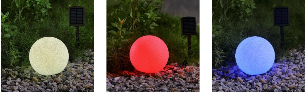 OEM Custom Hemisphere Pyramid Cylinder Stone Solar Power Outdoor LED Ball Garden Beach Waterproof LED Ball Lights