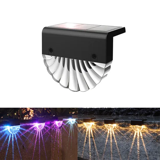Solar Deck Light Shell Shape Step Lights with RGB Color Modern Wall Lamp LED Wall Light for Outdoor Garden Courtyard Stair Fence 